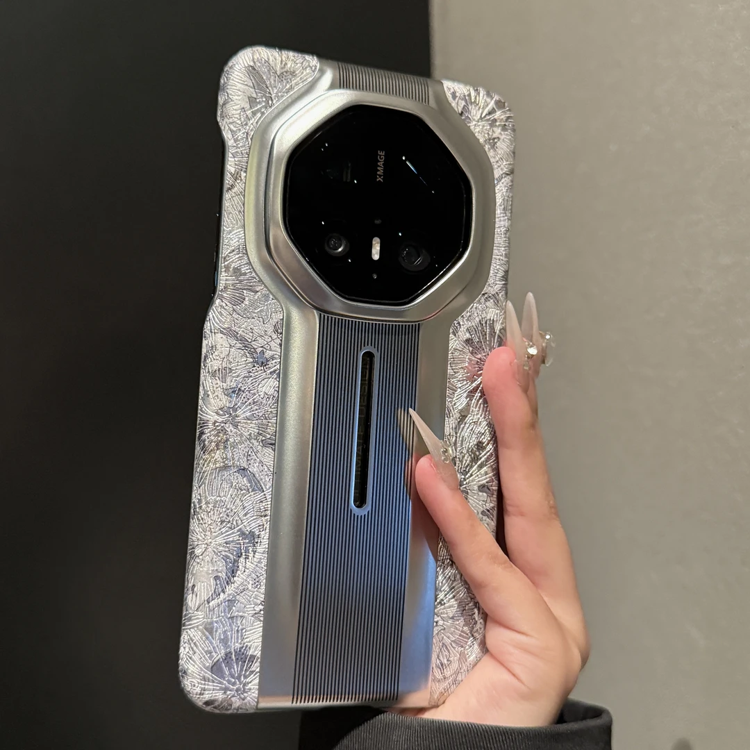 【高品质】国风锦银花卉适用华为mate70rs非凡大师手机壳防摔保护套