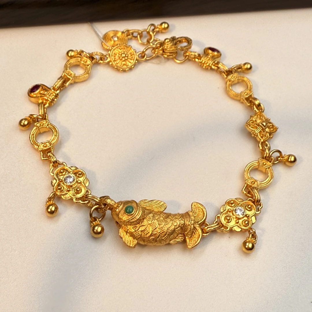 jinkui/金魁足金梦蝶仙女款黄金手链