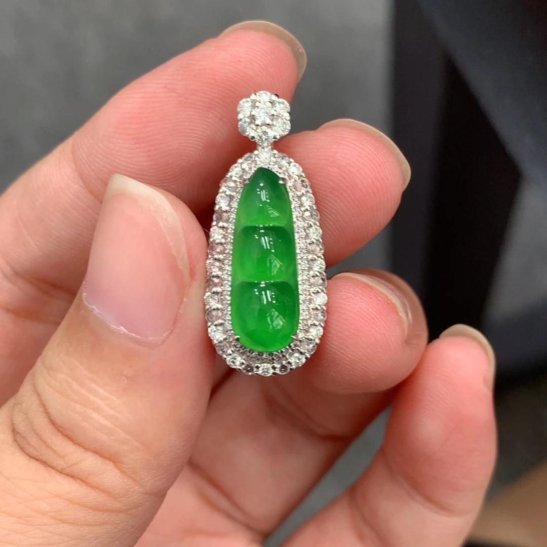 翡翠18K金镶嵌吊坠(不含链)吊坠