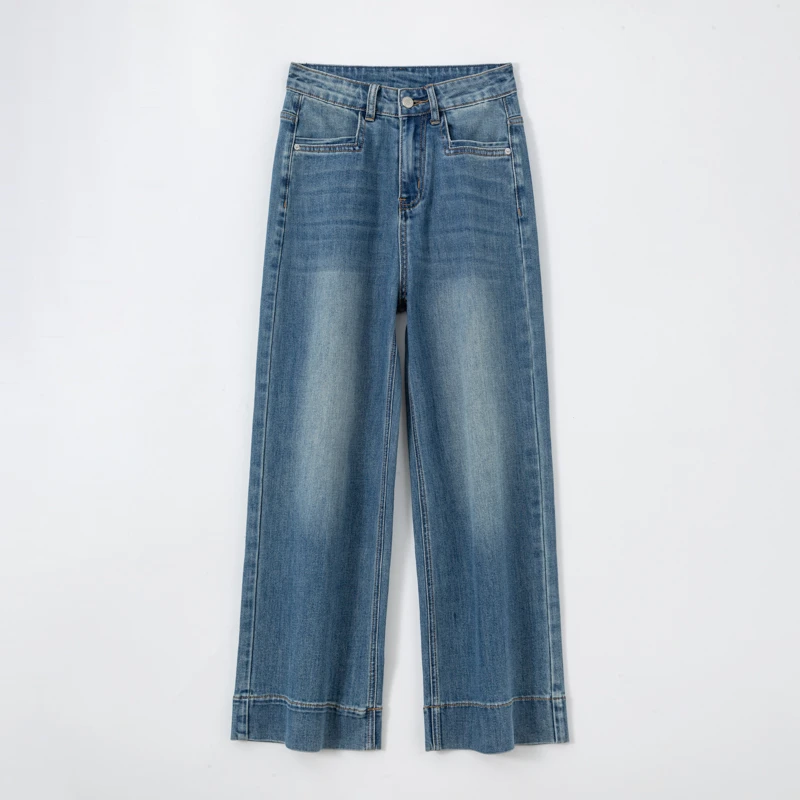 2025夏季四面弹薄款直筒牛仔裤女显瘦窄版小个子九分奶奶裤