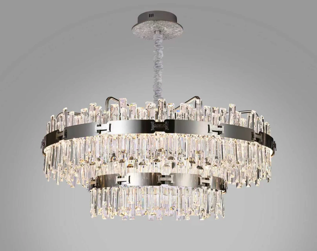 2025新款高奢爱马仕水晶吊灯简约大气意式简约百搭款水晶挑空大灯