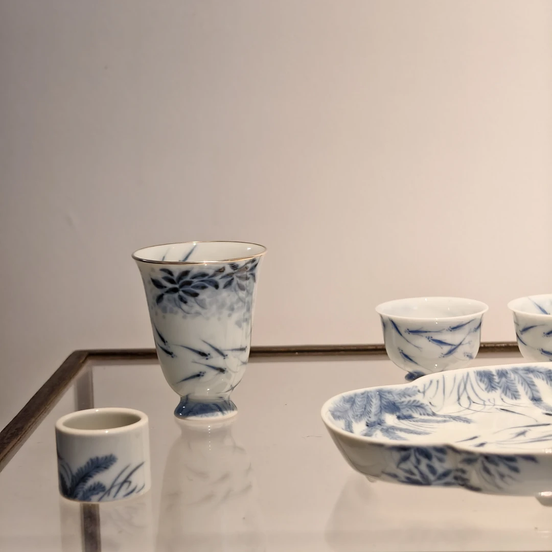 青花手绘 闻香杯青花品茗杯主人杯家用高档喝茶杯