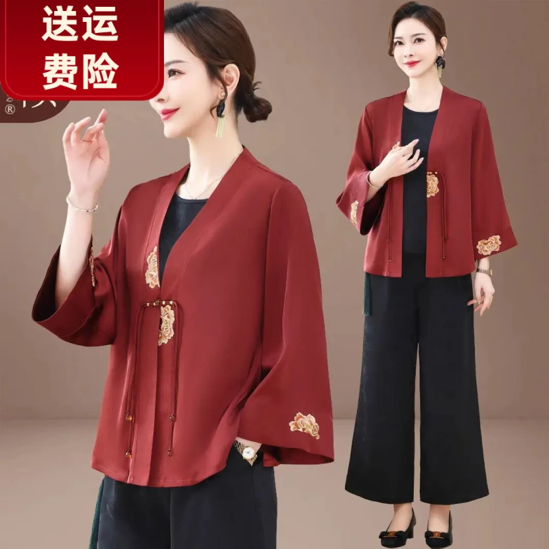新中式喜婆婆婚宴装套装新款结婚礼服时可穿妈妈春夏国风三件套