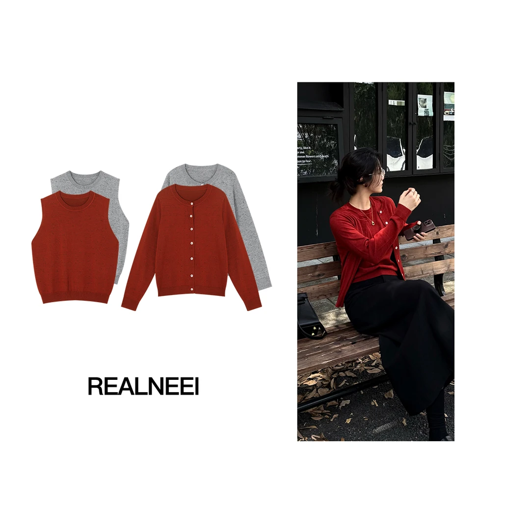 点子纱   丨25年早秋新品极简绵羊毛亚麻亲肤穿搭背心两件套08282