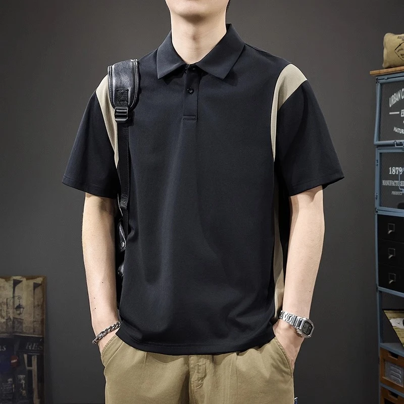 U&PURA夏季薄款短袖t恤男2025新款POLO撞色半袖休闲宽松大码衬衫