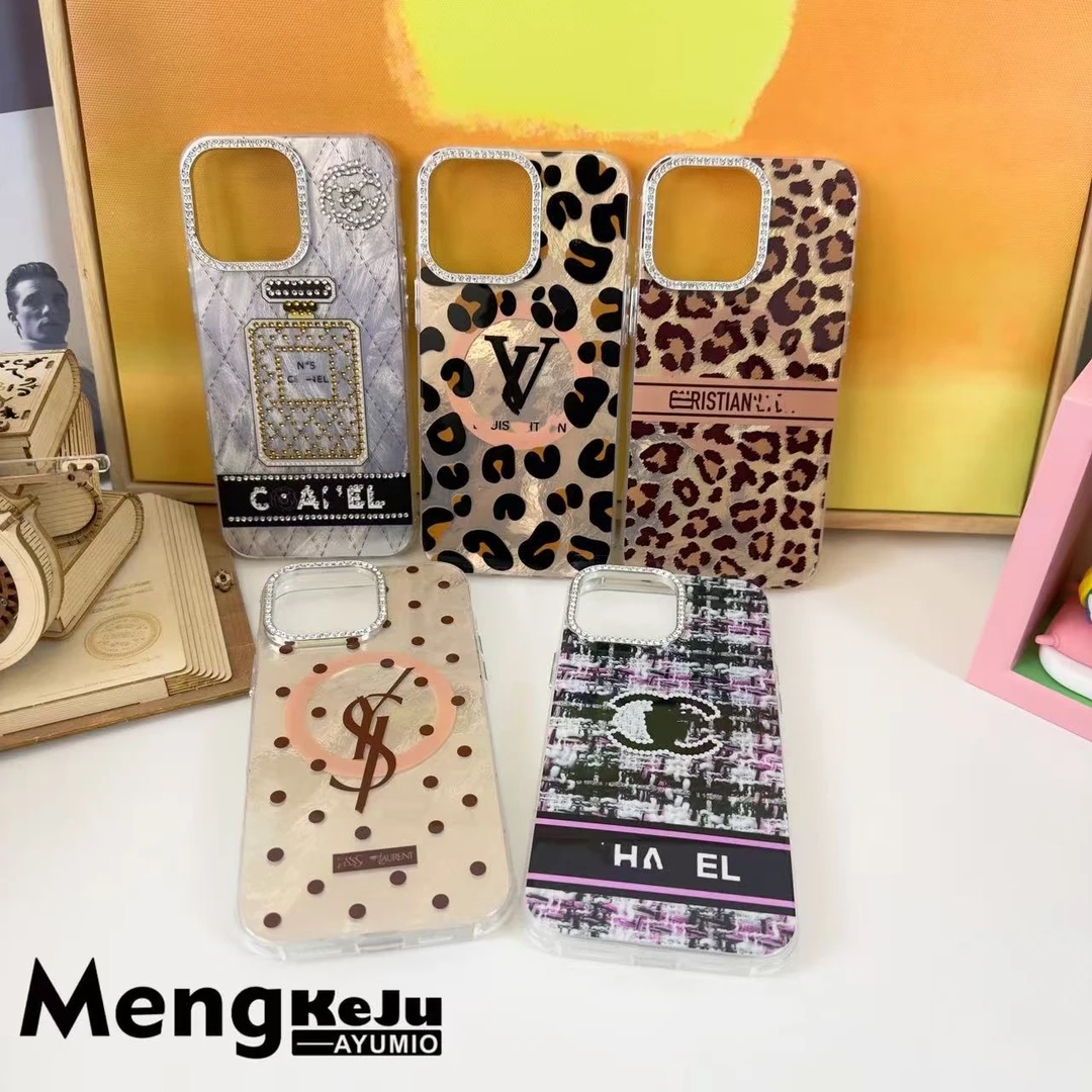 【萌】创意个性女款点钻镜头框磁吸全包防摔手机壳适用于苹果13-16