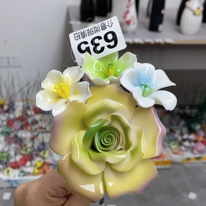 摆件手工制作陶瓷花