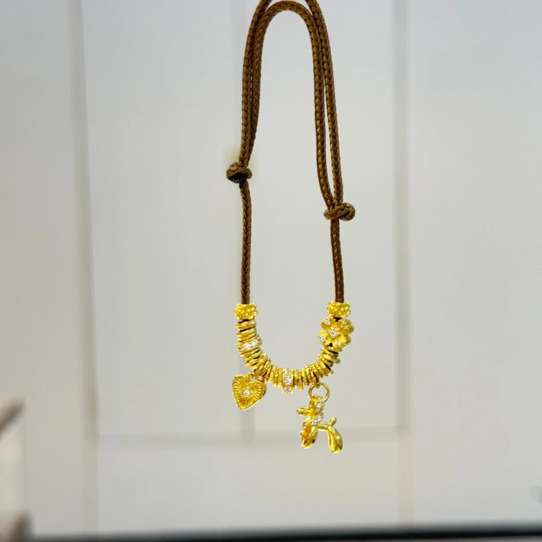 真真-Z/J【气球小狗点钻手绳】足金999手绳（附加258/0）