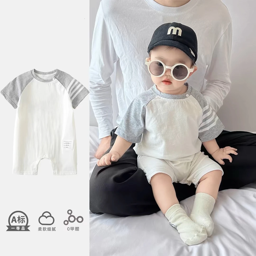婴儿衣服夏季男女宝宝连体衣夏季超萌纯棉婴幼儿满月短袖外出服
