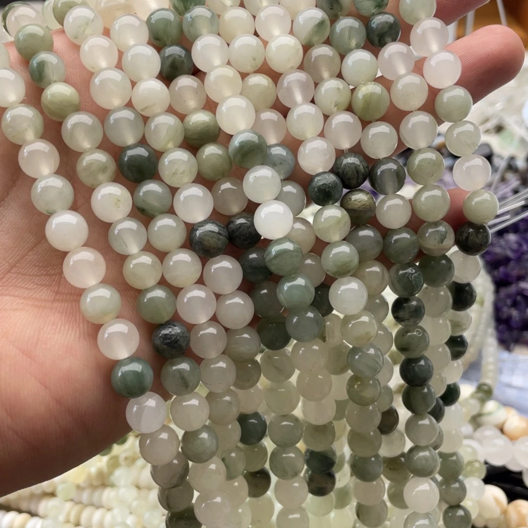 玛瑙/玉髓合金珠宝半成品两条装卡8mm天清冻圆珠