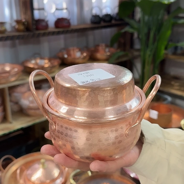 紫铜手工制作双耳锅14口径