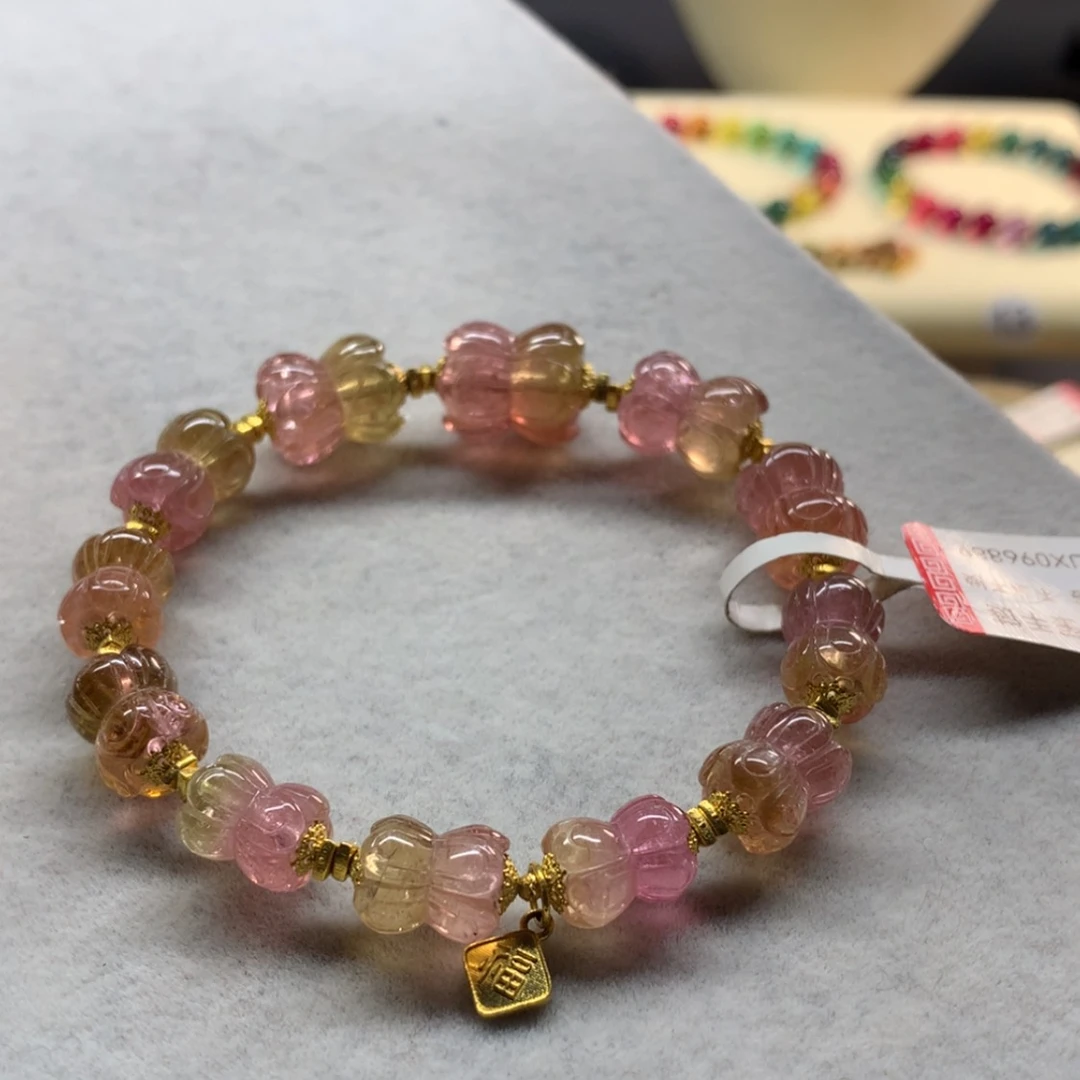 【闪购商品】未镶嵌手链碧玺西瓜莲花单圈