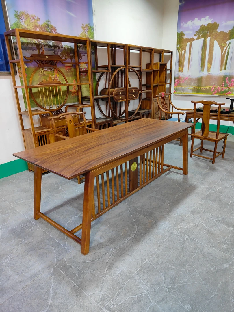 启程茶桌大板面南美胡桃木大板桌218*86高75办公室客厅原木大茶桌