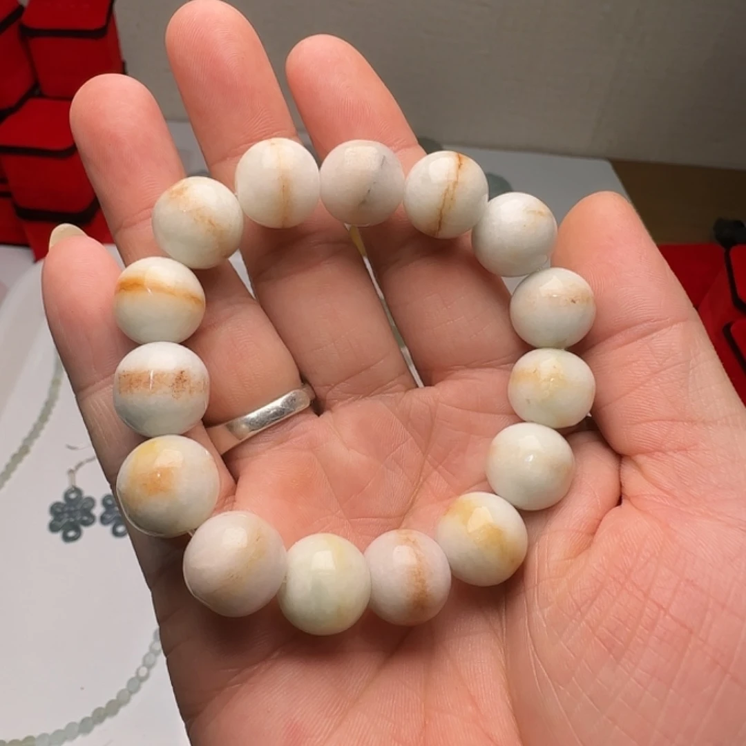 翡翠未镶嵌颈饰双彩转运珠