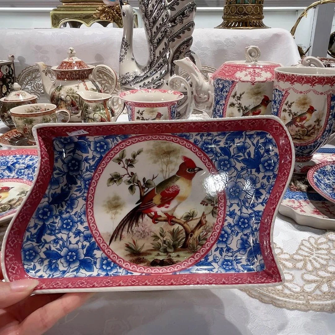 陶瓷中古雅顿黑瓷早餐盘0310