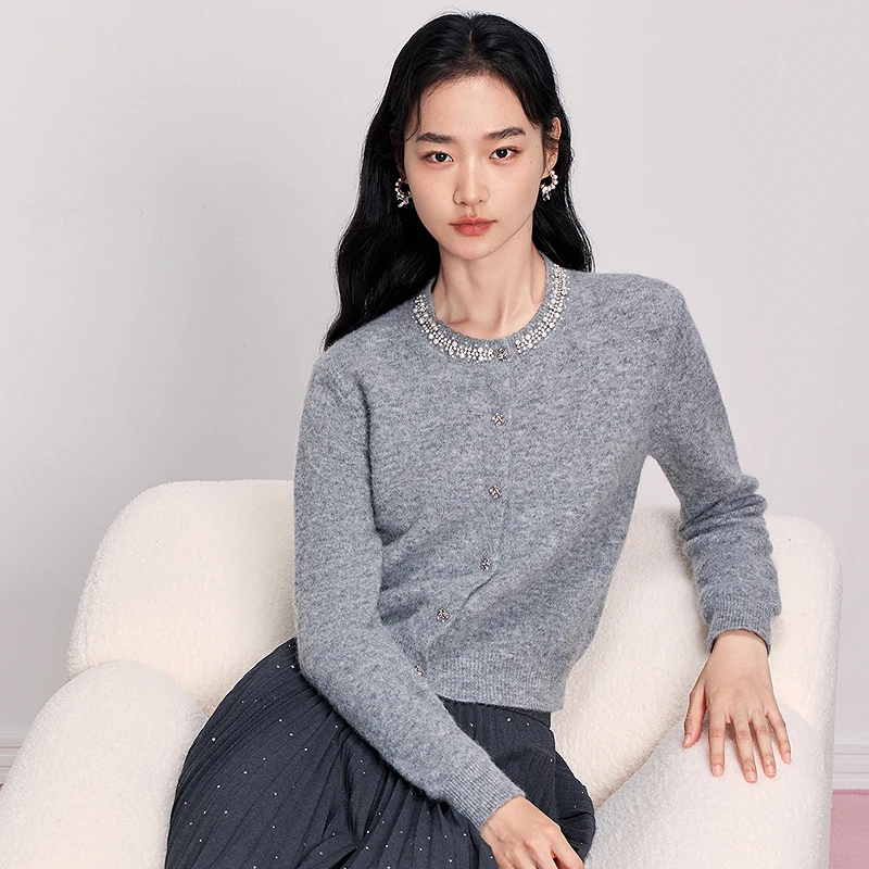 【舒软小香风】针织开衫毛衣外套含羊驼毛DOUBLOVE贝爱25冬季新款