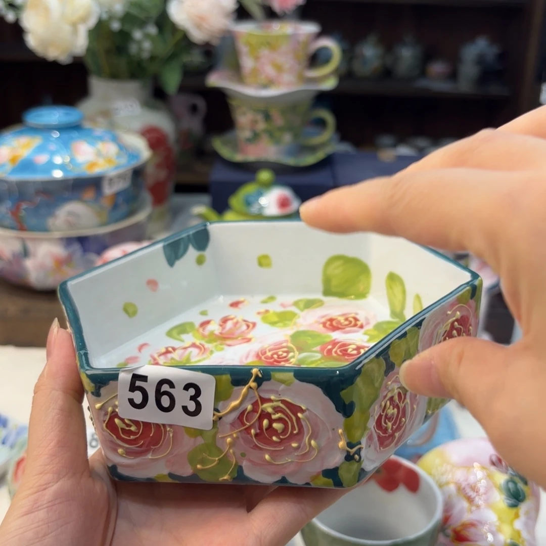 瓷片景德镇手绘高温釉下彩陶瓷茶具