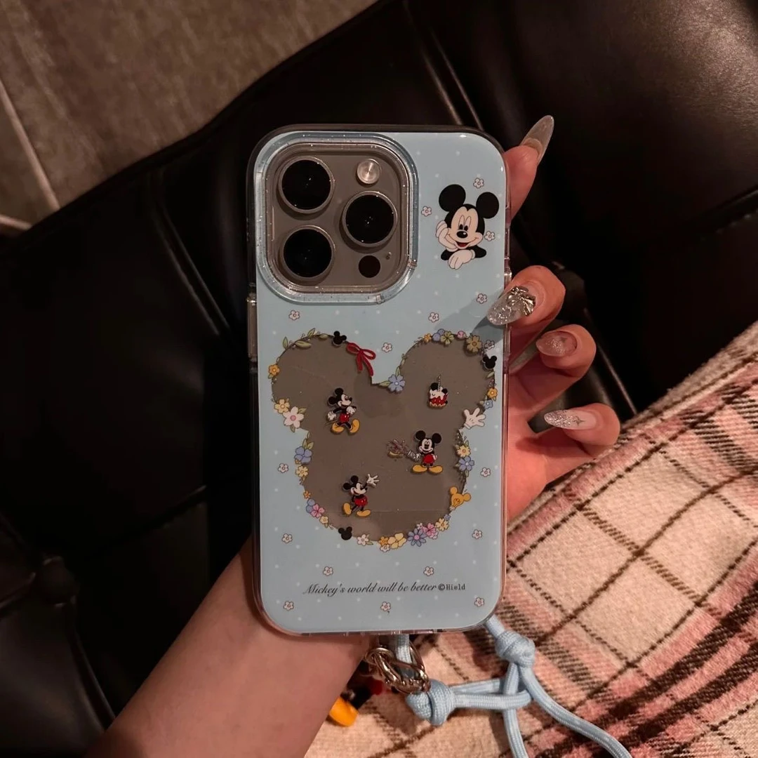 花圈米奇适用苹果16/15手机壳iphone13pro12女14小米oppo华为vivo