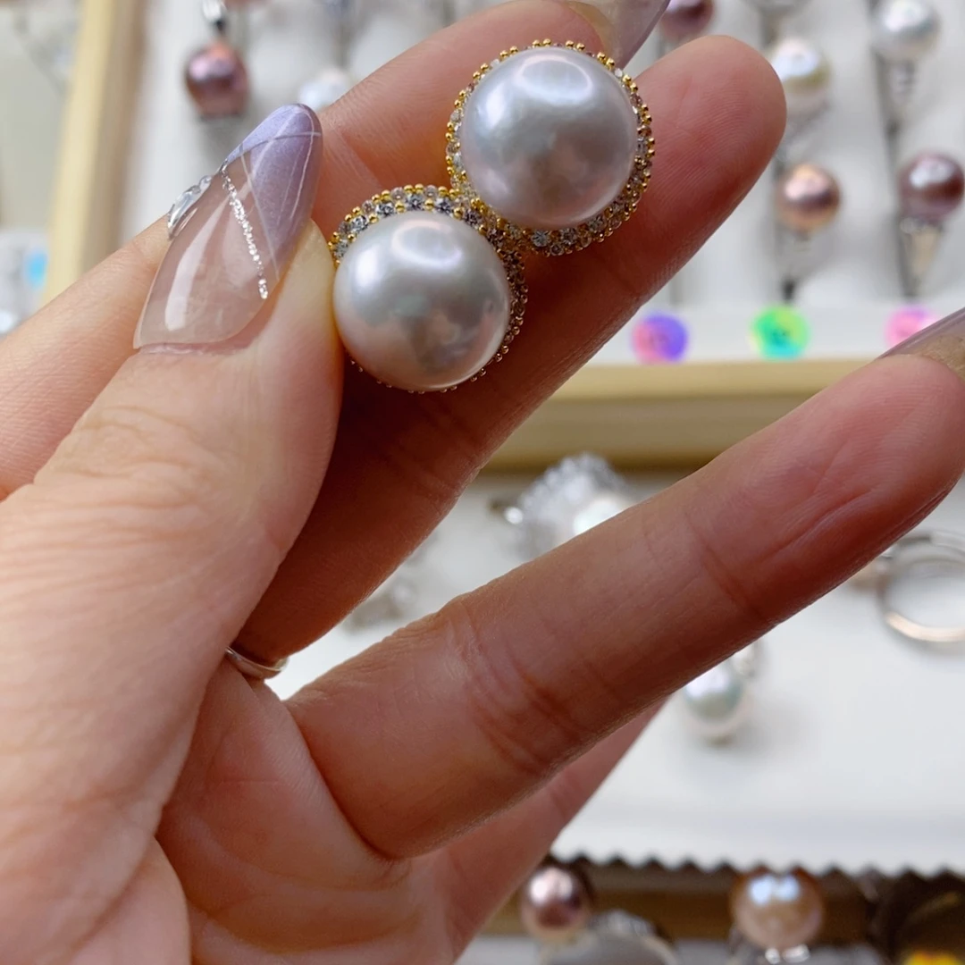 淡水珍珠耳饰合金