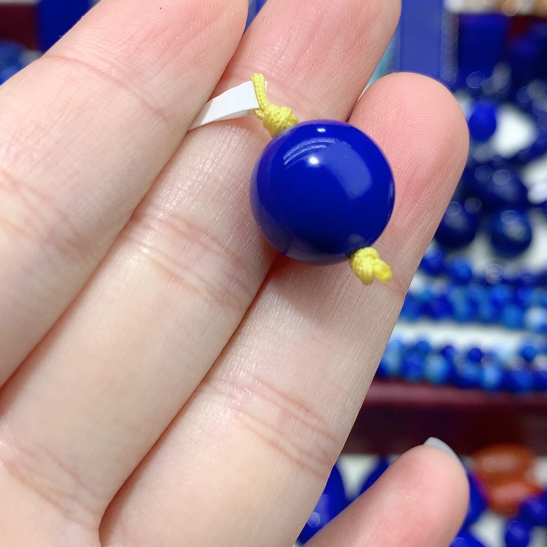 青金石未镶嵌13.8m单珠挂件无白金