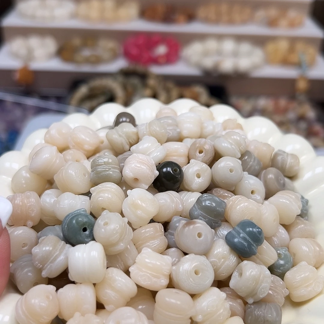 手串菩提根/象牙果微瑕卡12冰猫50颗