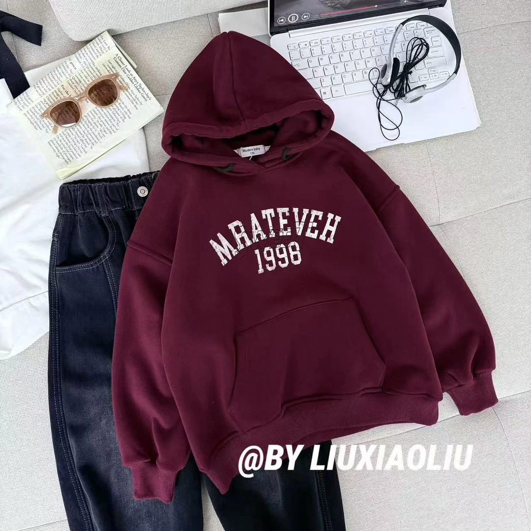 【现货】杭州六小六正版BY LIUXIAOLIU秋冬季儿童加绒连帽卫衣17719