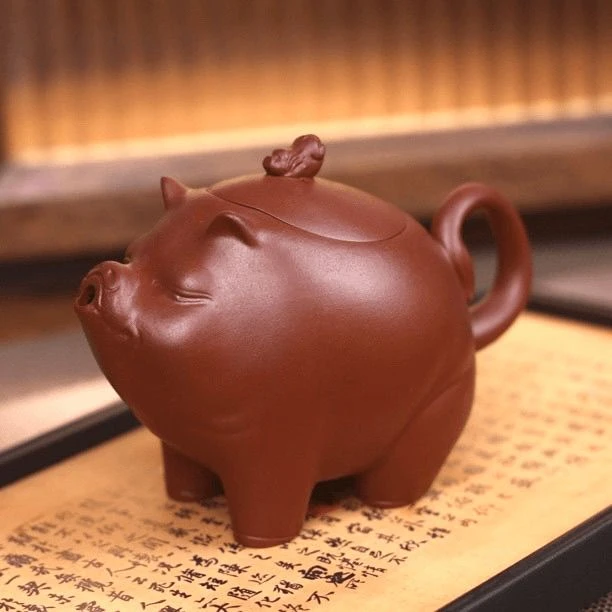 宜兴原矿紫砂朱泥诸事如意壶180cc单壶