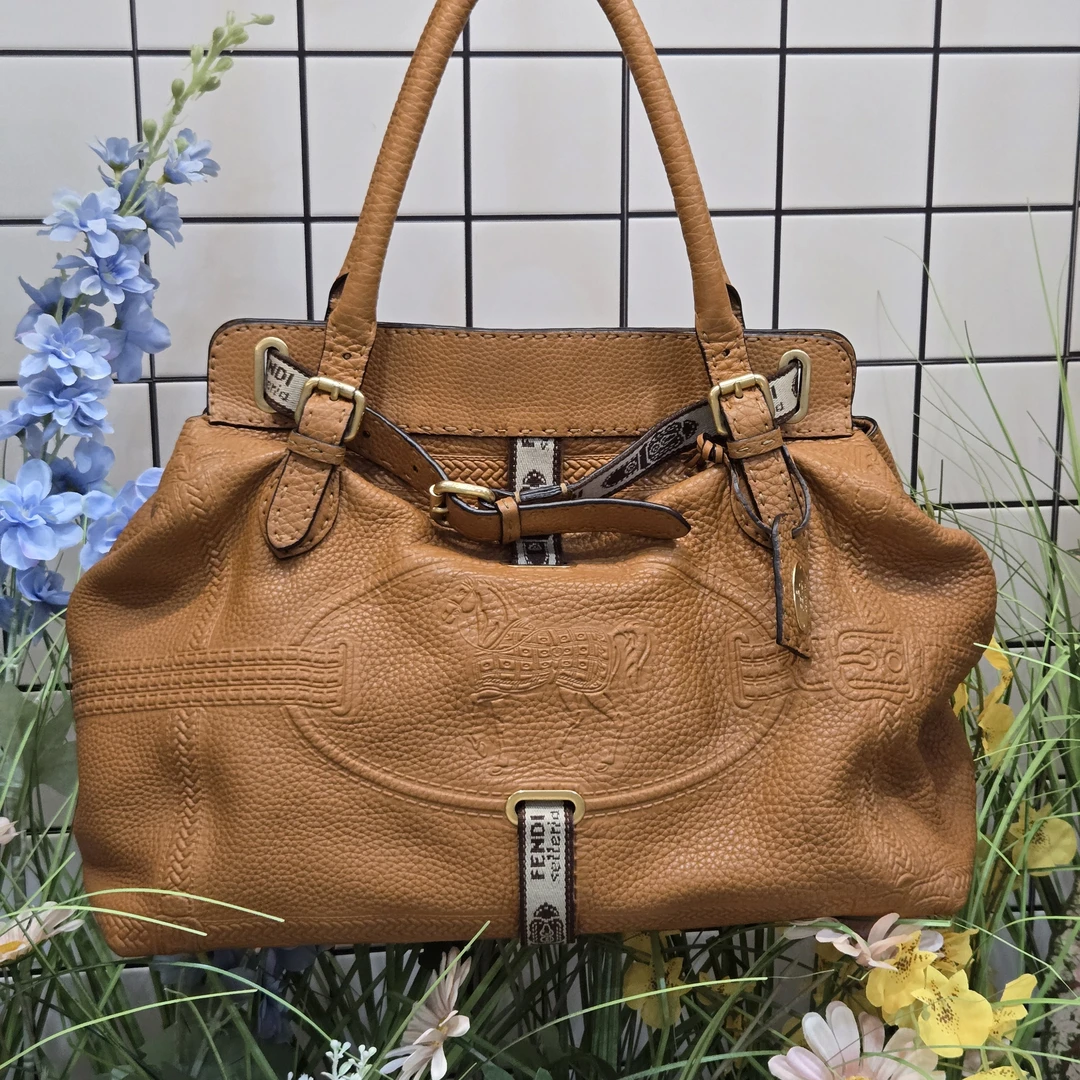 95新 FENDI/芬迪 达达/外缝线tote手提单肩包