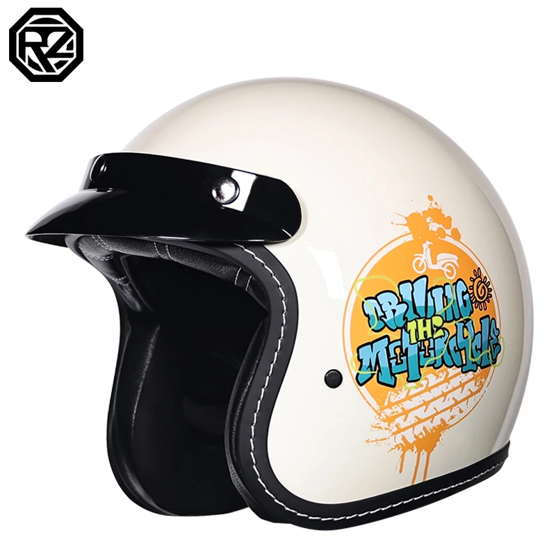 3C认证松弛感复古摩托车A头盔男女电动踏板半覆式3/4夏季头盔女款