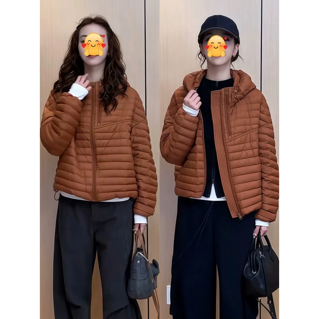 慵懒风韩系连帽棉服女2025冬季小个子大码设计感百搭保暖棉衣外套