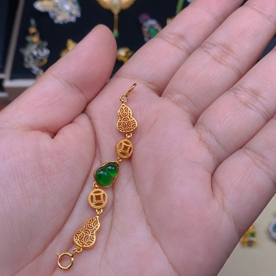 翡翠颈饰银S925镶嵌葫芦