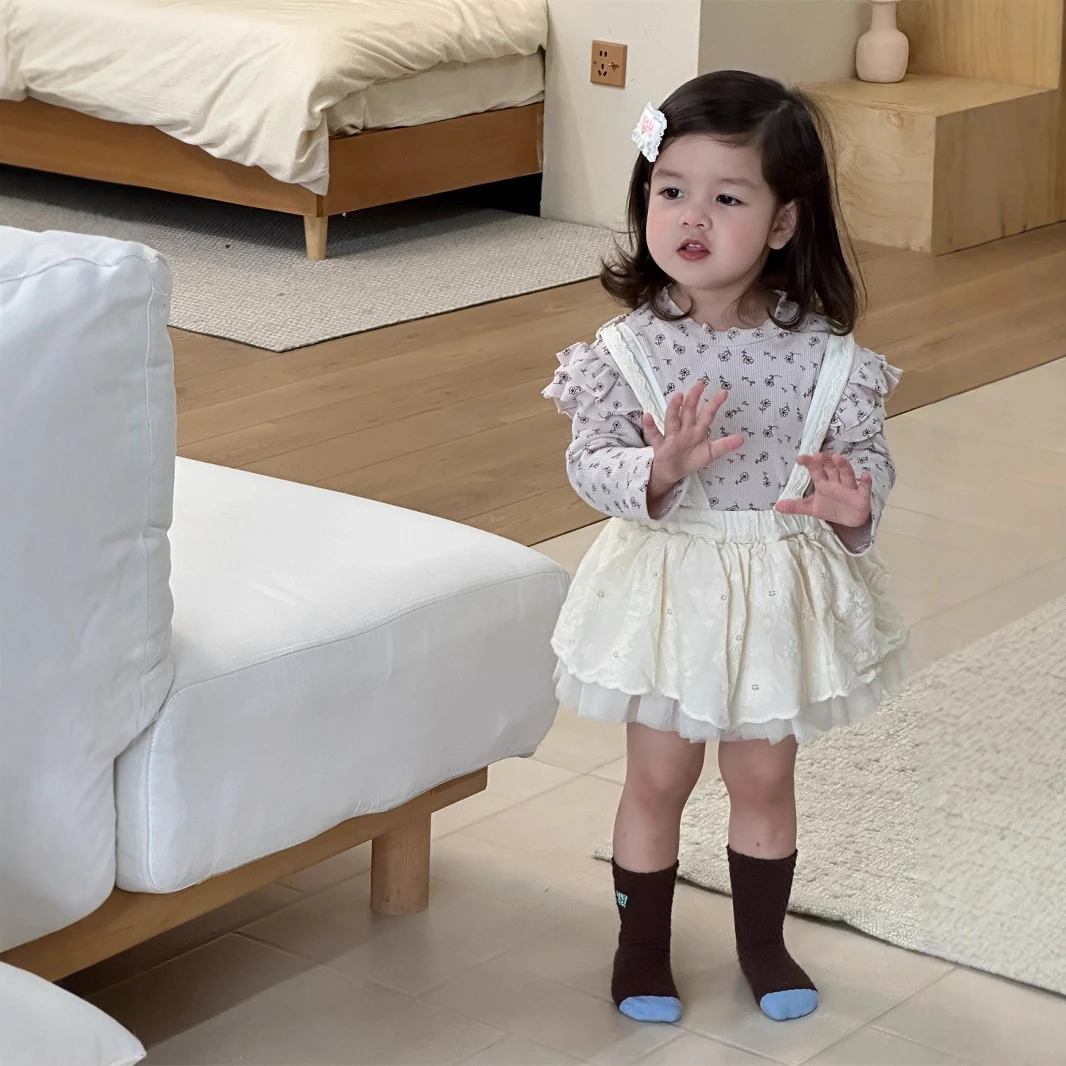 宝宝秋季衣服2025新款儿童套装韩版童装女童娃娃衫背带裙两件套
