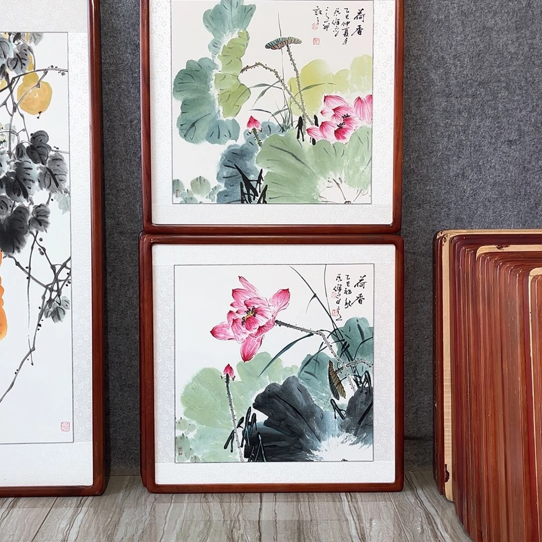 国画书画作品带框63×63