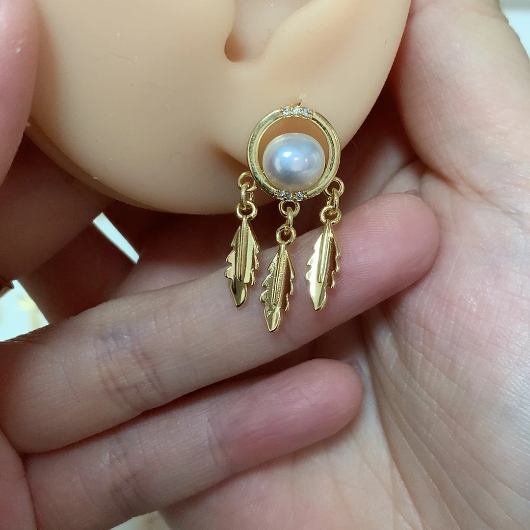 淡水珍珠耳饰合金