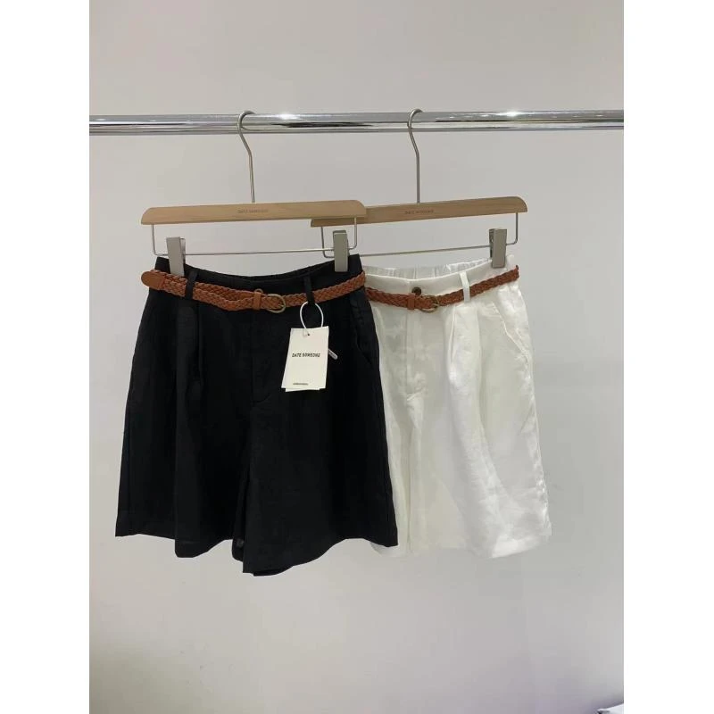 韩国首尔DATE家亚麻短裤送腰带5328