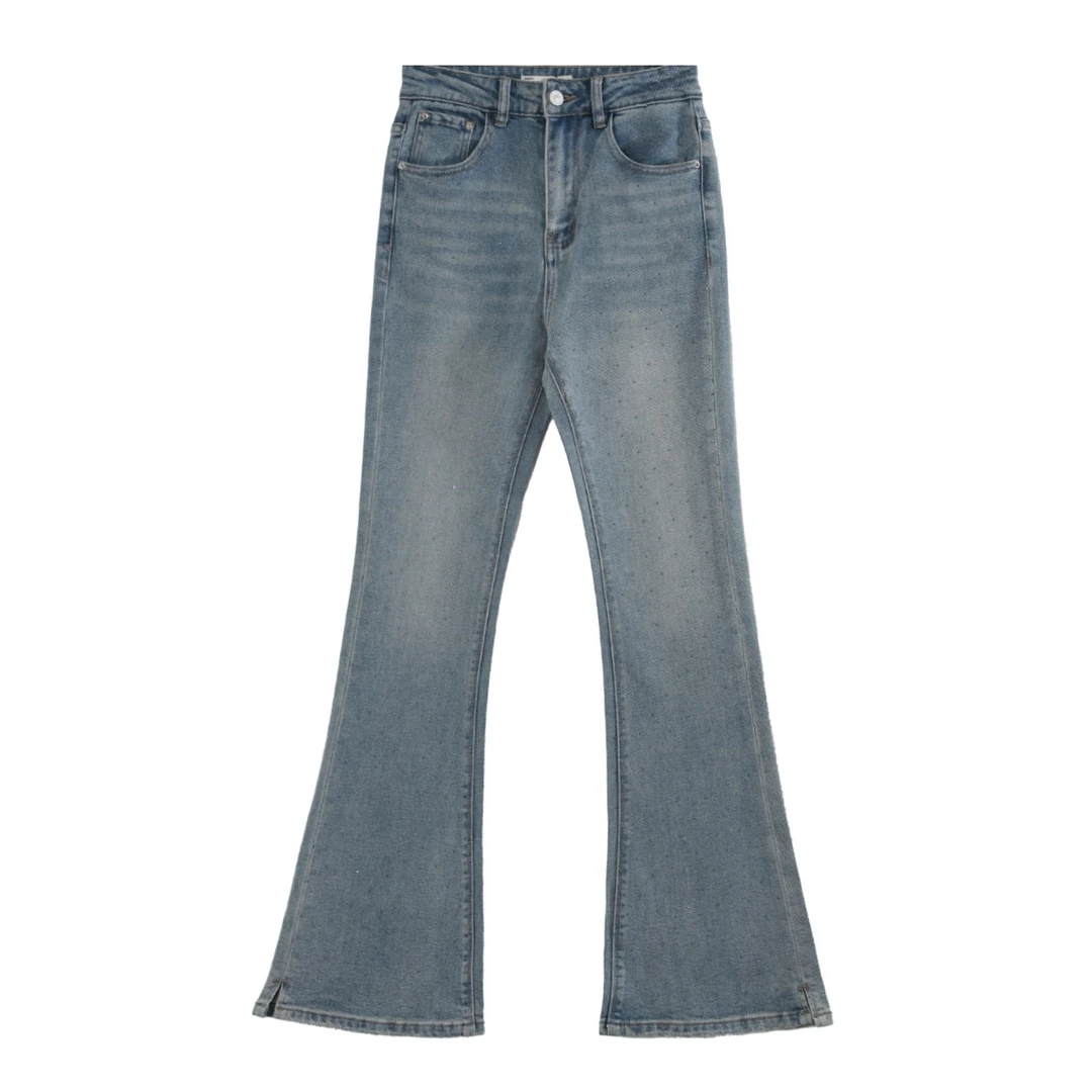 【杨杨粉丝专属】美式辣妹微弹喇叭裤女牛仔裤修身高腰显瘦88107