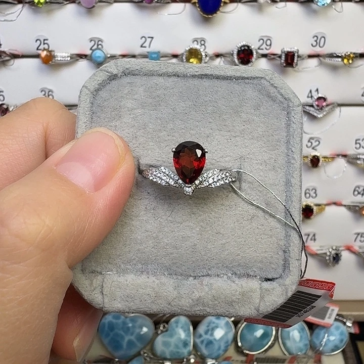 烟晶戒指银S925镶嵌