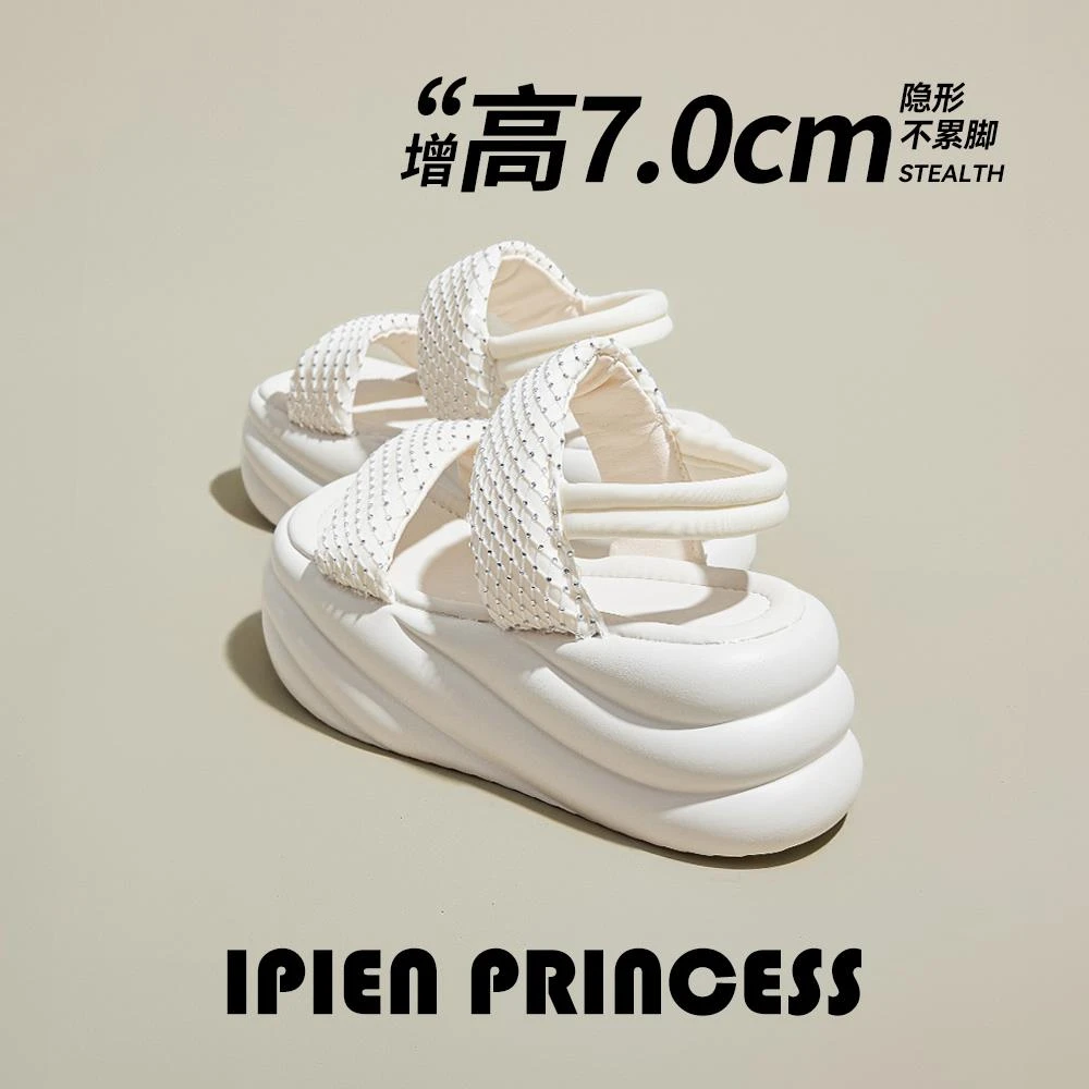 厚底休闲凉鞋女2025夏季新款外穿海边沙滩鞋透气增高轻便松糕鞋子