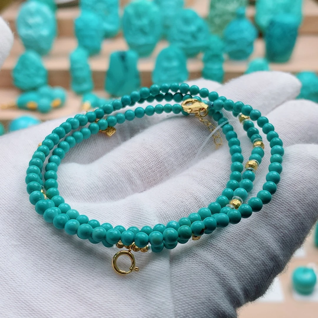 绿松石18K金镶嵌毛衣链