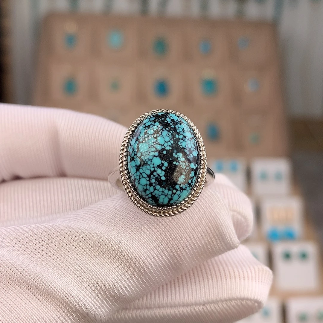 绿松石银S925镶嵌戒指