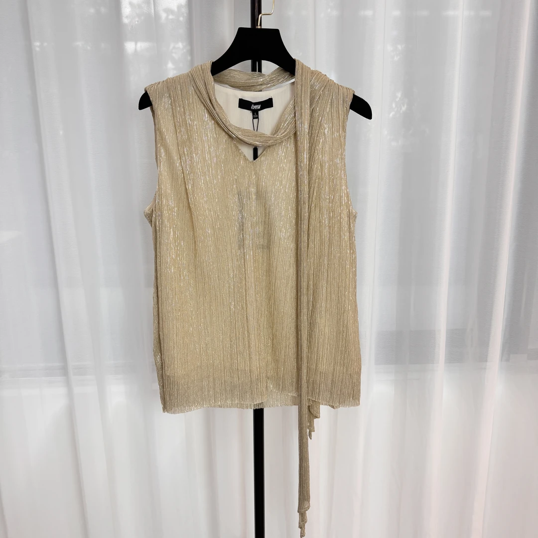 《猪猪出品》金色欧美风简约宽松型背心吊带设计师鎏金788