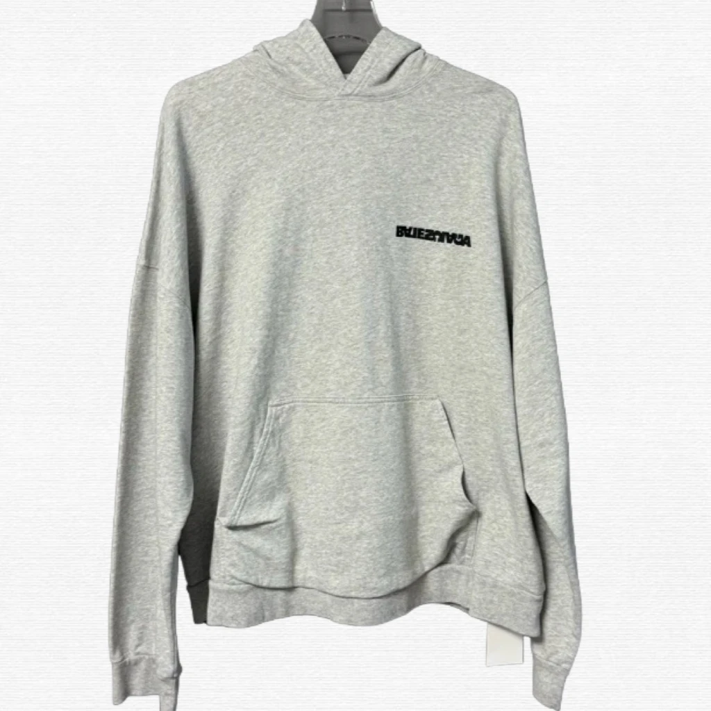 未使用 Balenciaga/巴黎世家 灰色倒置连帽卫衣/2码/70788