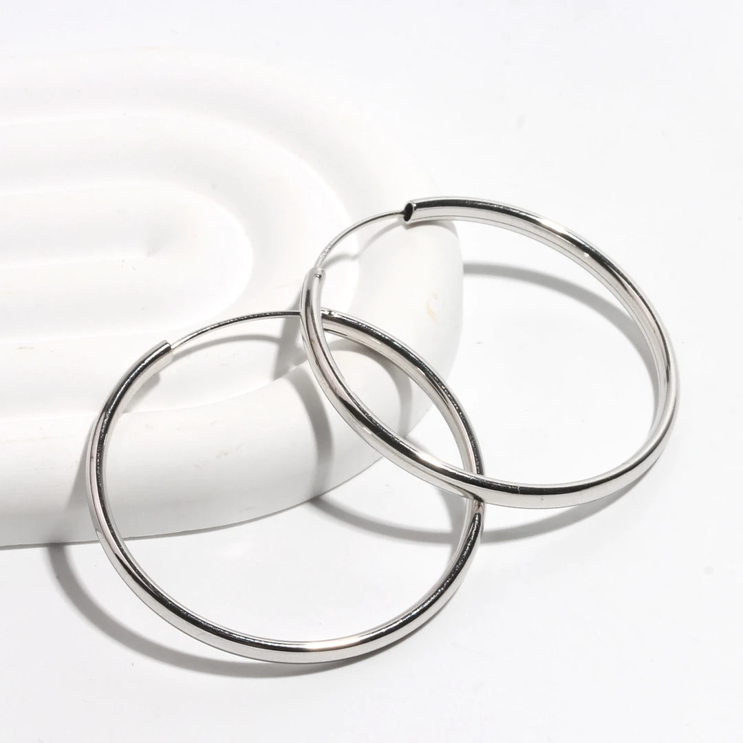 925银耳饰 s925素圈耳环白金色高级感日常轻便大圈耳饰夸张大耳圈