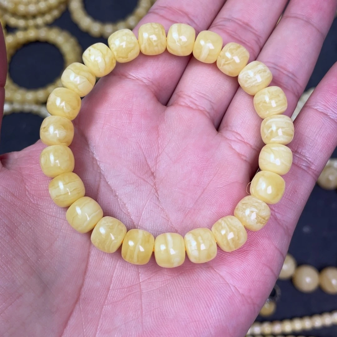 裸石蜜蜡未镶嵌虎皮纹蜜蜡手串9.5mm