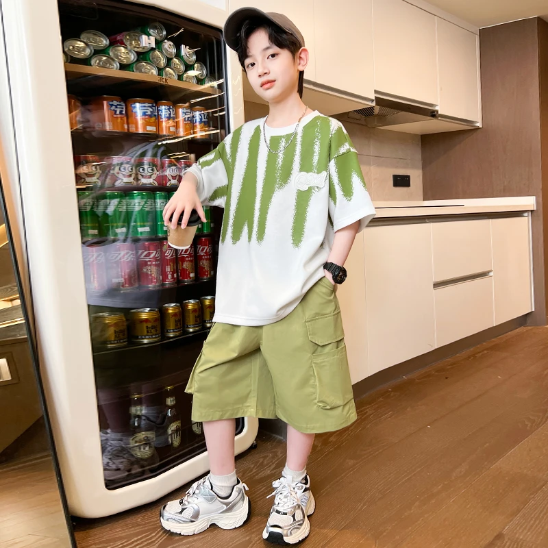 男童夏季套装新款中大儿童酷帅男孩夏款网红两件套潮BF202