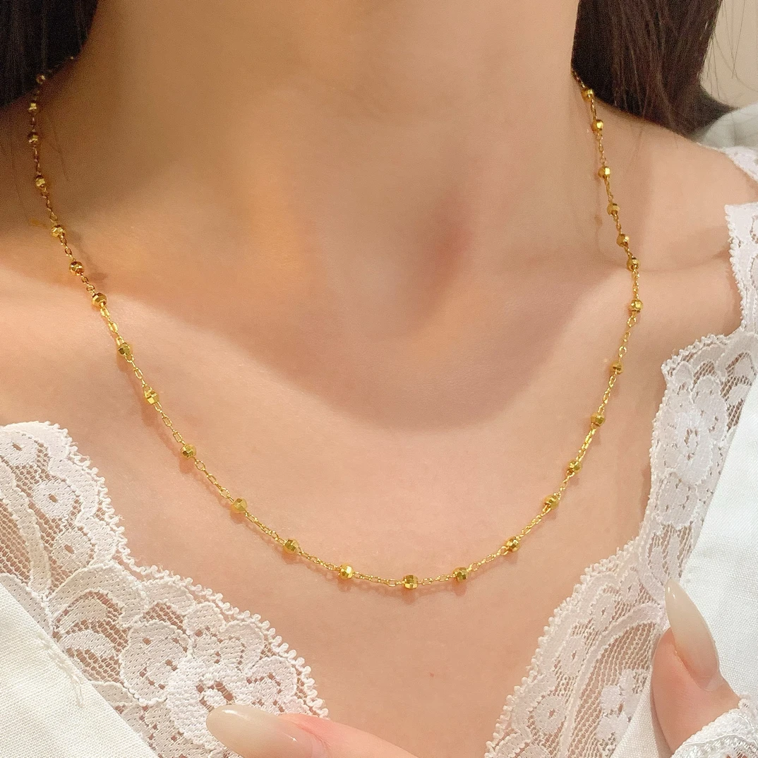 高定镀18k金爆闪满天星蹦迪珠珠蹦迪项链018