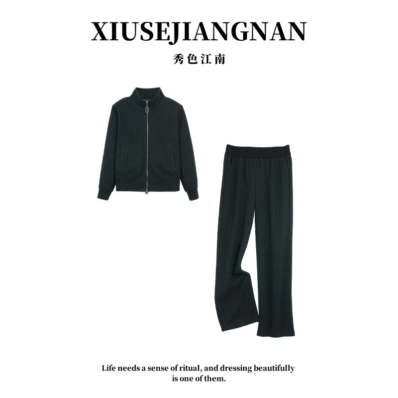 【GY】新款春秋季宽松显瘦立领气质减龄长袖休闲秋运动套装2447210