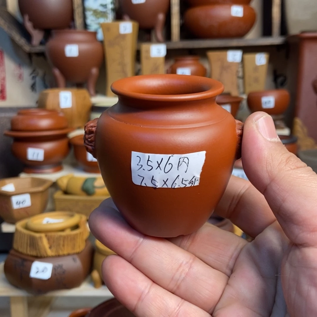 紫砂花盆孙伟手拉胚带兽耳！