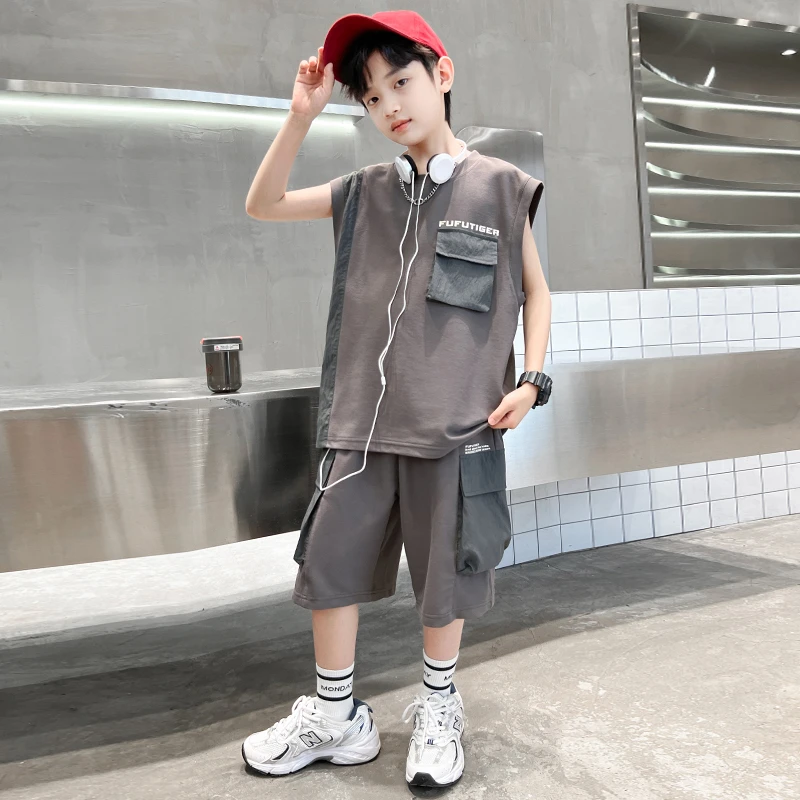 男童夏款套装2025新款夏装无袖儿童夏款两件套网红【百岁童】BF484