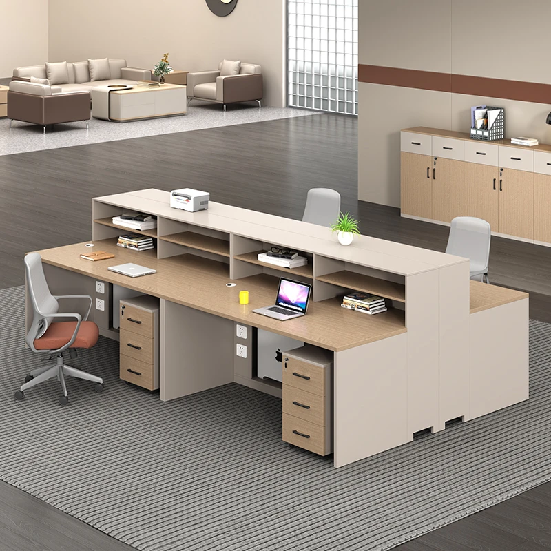 金鸾办公家具桌椅组合简约现代2/4/6人电脑职员卡座工位桌